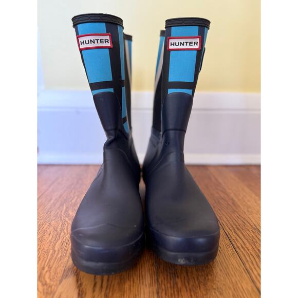 Hunter Women's Blue Plaid Rain Boots Size 8 - Picture 4 of 9